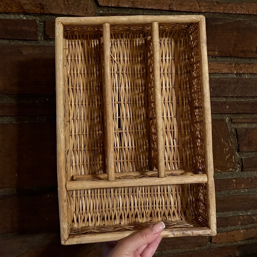 Woven Rattan Utensil Holder